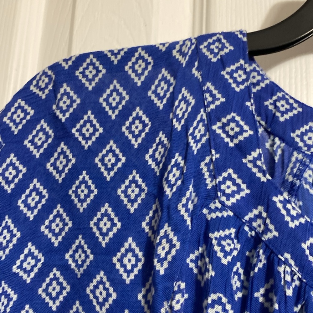 CUTE Hannah lightweight blue v-neck gauze lace detail smock top shirt blouse PXL - Picture 3 of 12